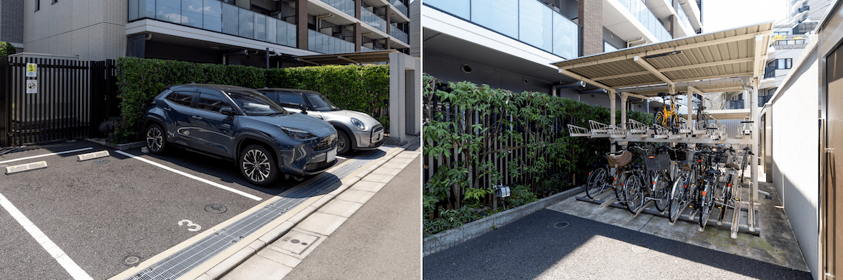 リビオレゾン渋谷笹塚の駐車場と駐輪場